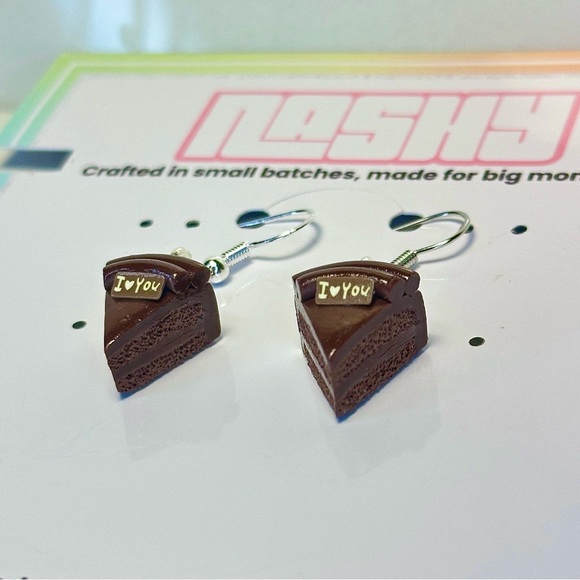 Chocolate Cake Slices(Mini) - Handmade Earrings - Picture 1 of 7